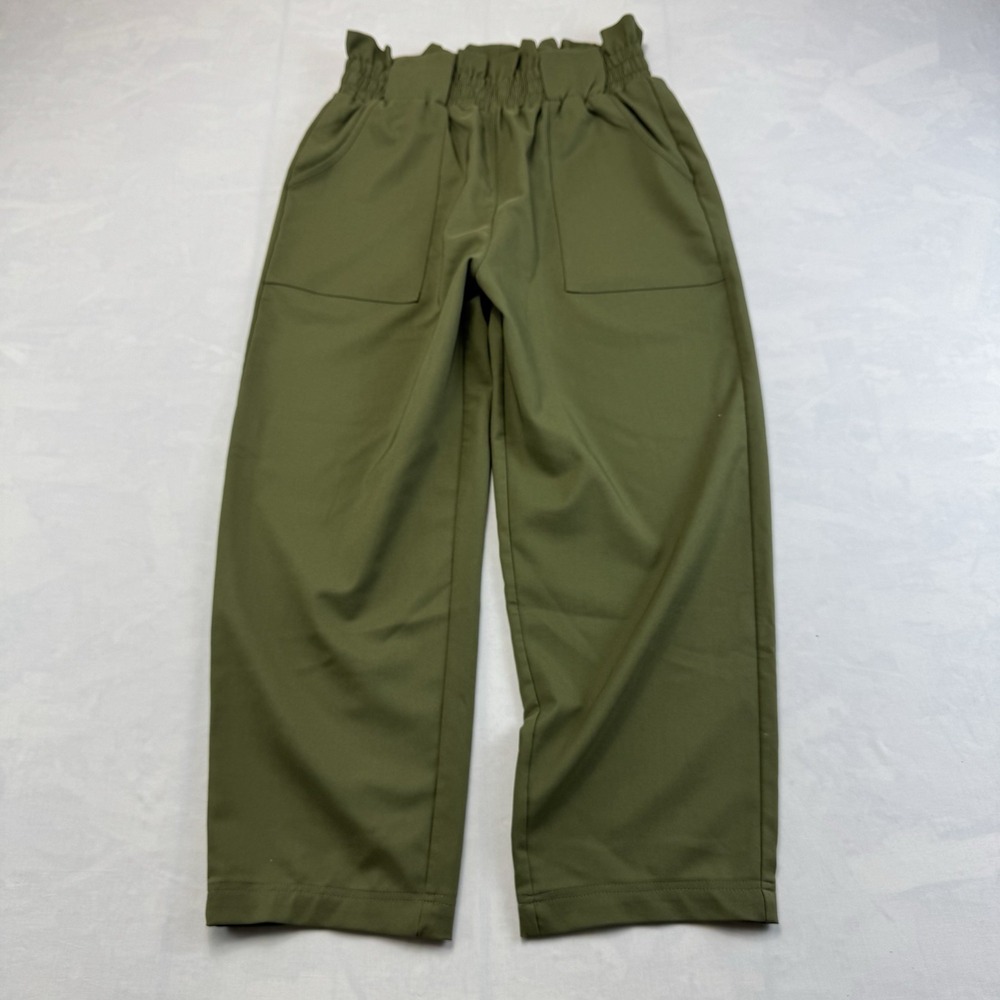 Freeprance Women's XL Pants Casual Trouser Paper Bag Elastic Pull On Grey